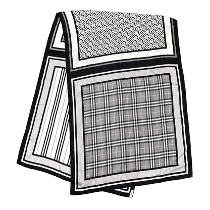 Burberry Silk Vintage Check Icon Stripe TB Monogram Print Scarf Archive Black White 2 of 4