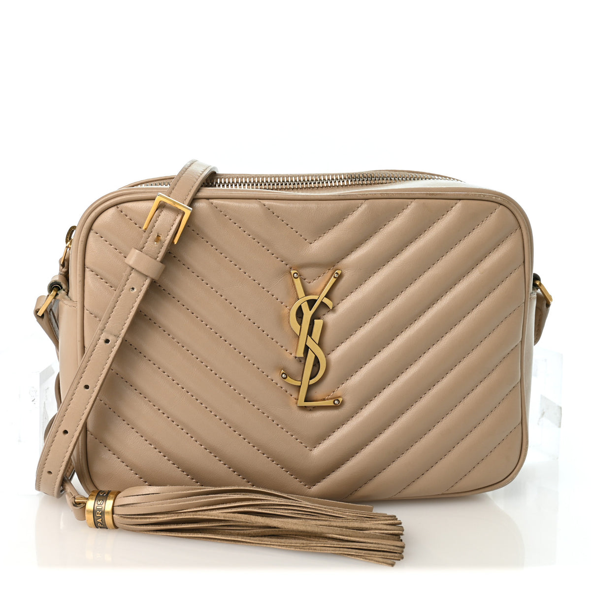 Saint Laurent Calfskin Matelasse Monogram Lou Camera Bag Dark Beige 1 of 12