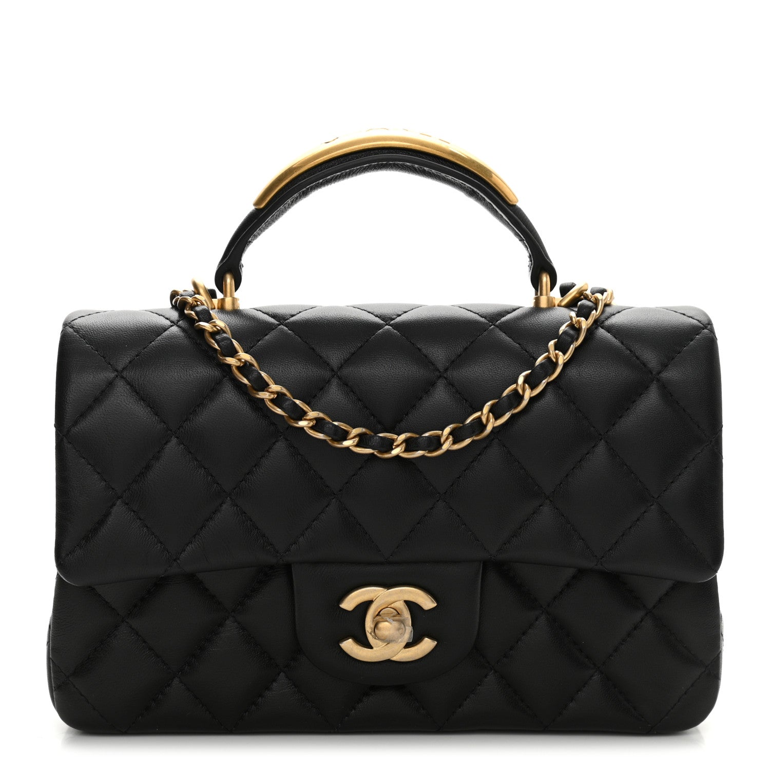 Chanel Lambskin Quilted Metal Mini Top Handle Rectangular Flap Black 1 of 10
