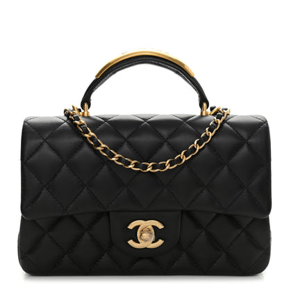 Chanel Lambskin Quilted Metal Mini Top Handle Rectangular Flap Black 1 of 10
