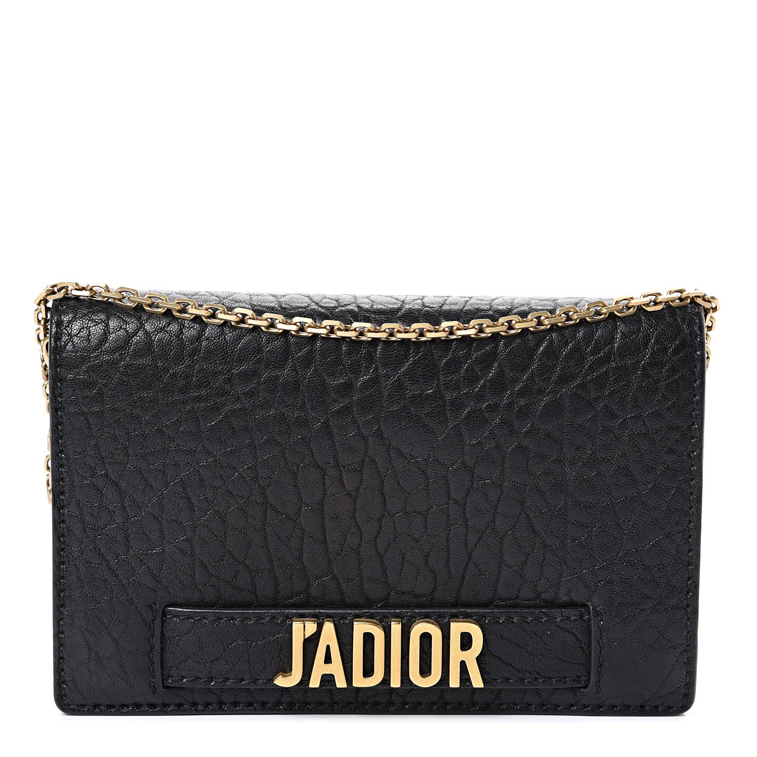 Christian Dior Grained Calfskin J'Adior Wallet on Chain Pouch Black 1 of 12
