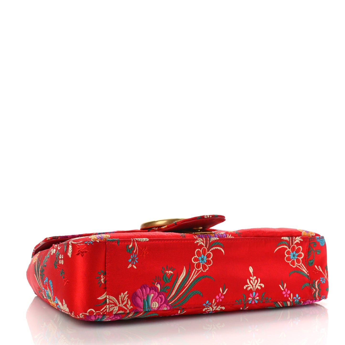 Jacquard Matelasse Floral Medium GG Marmont Shoulder Bag Red