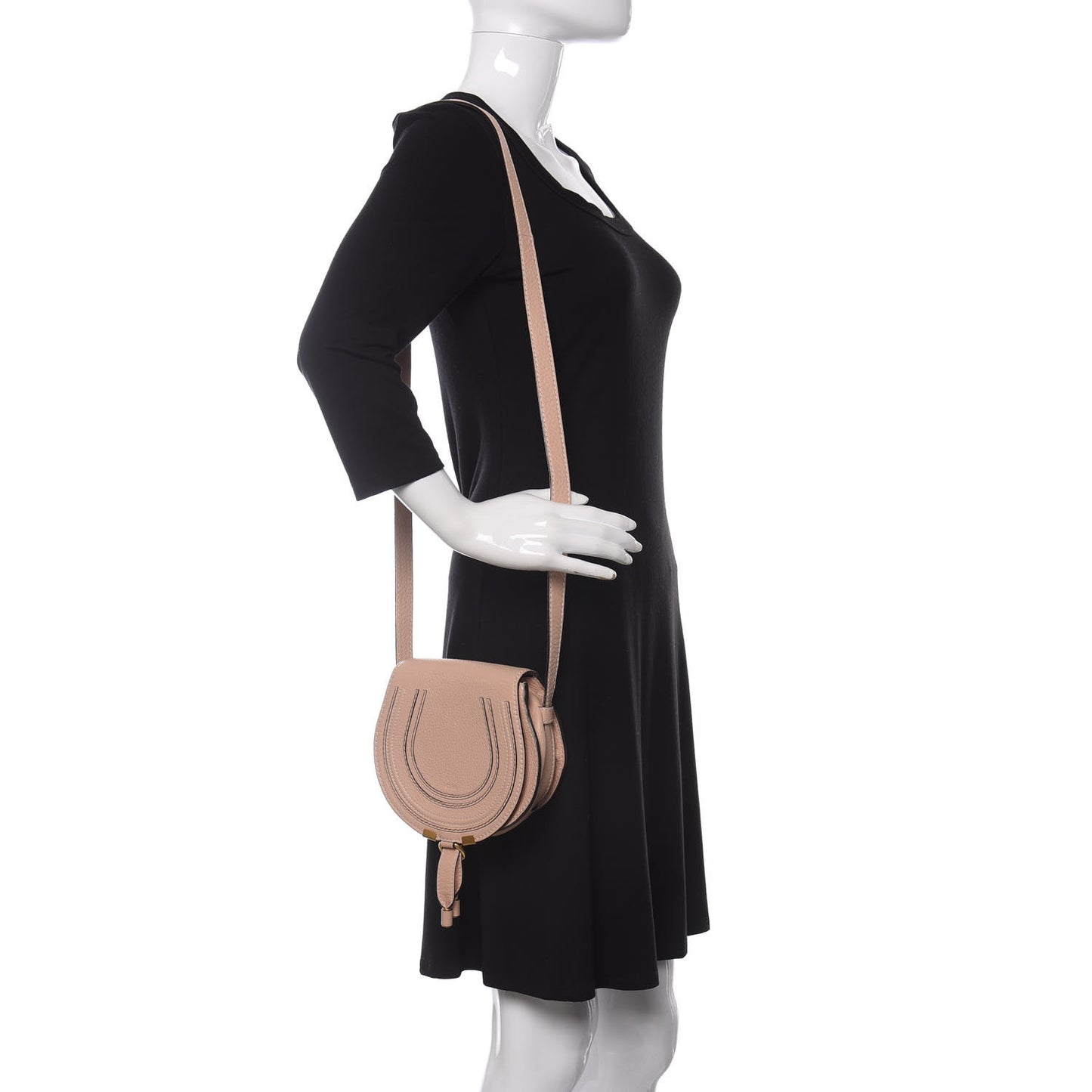 Calfskin Mini Marcie Round Crossbody Bag Blush Nude
