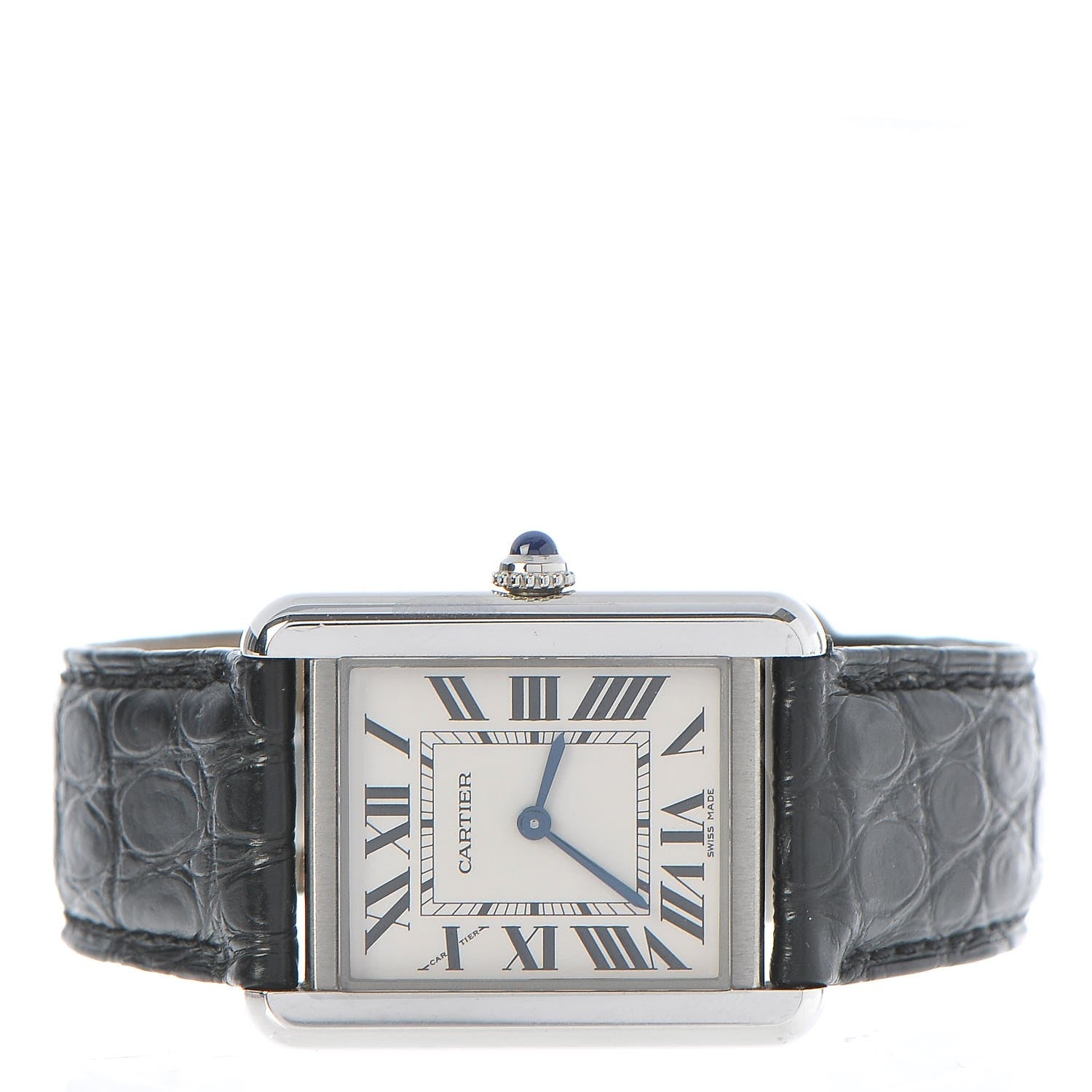 Cartier Stainless Steel Alligator 24mm Tank Solo Quartz Watch 5 of 10