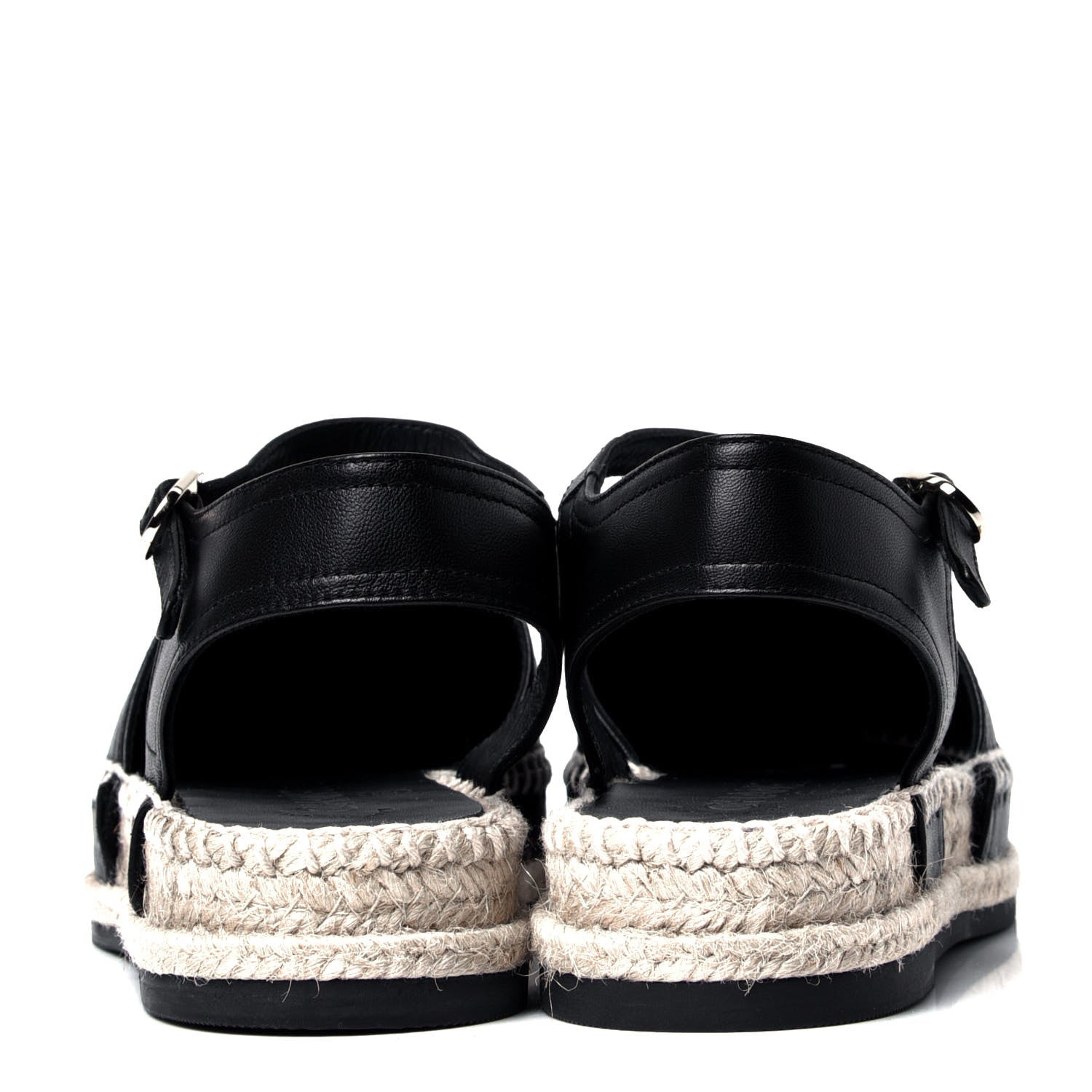 Chanel Lambskin Cap Toe CC Espadrilles Sandals 35 Black 3 of 6