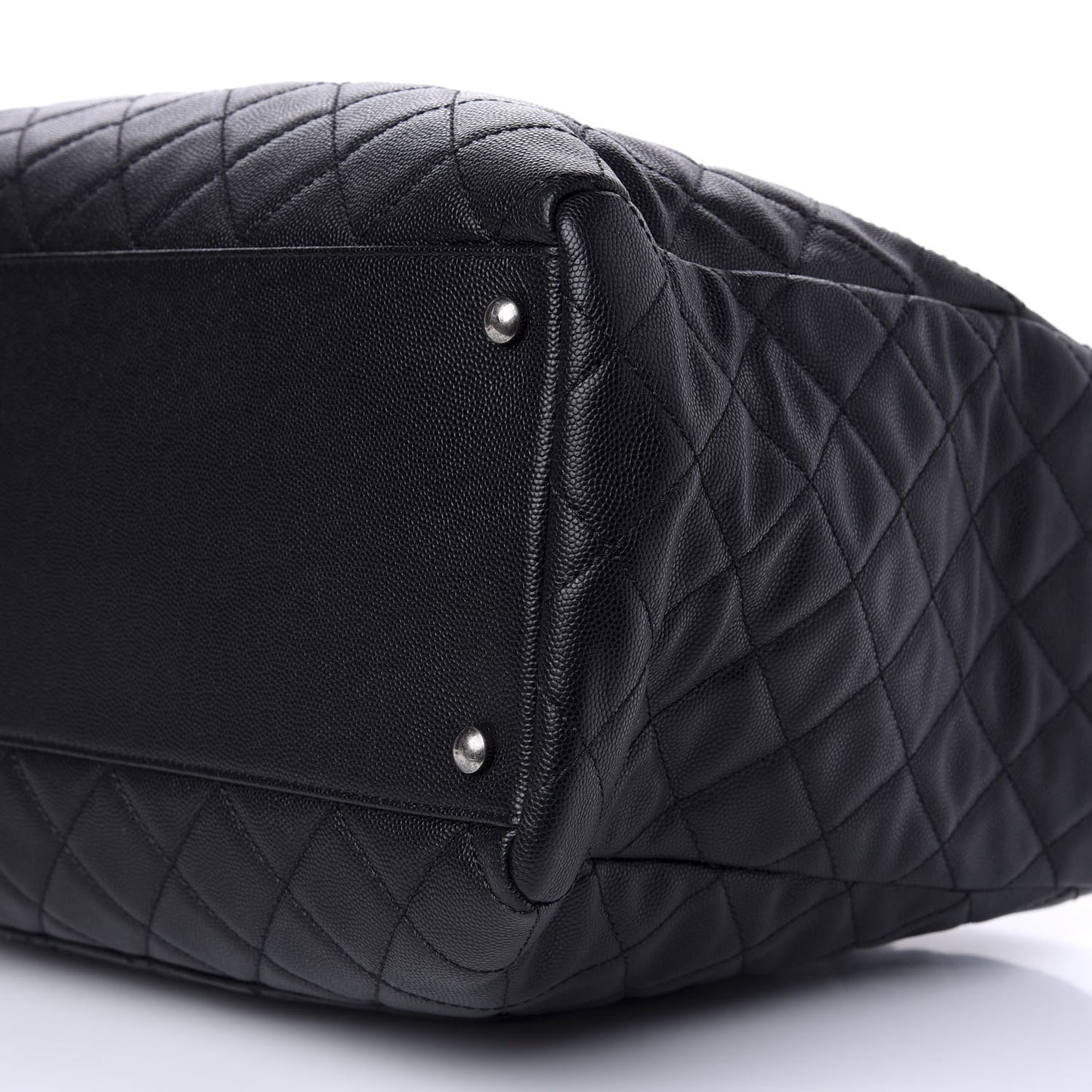 Caviar Quilted Large Coco Handle Shopping Tote Black