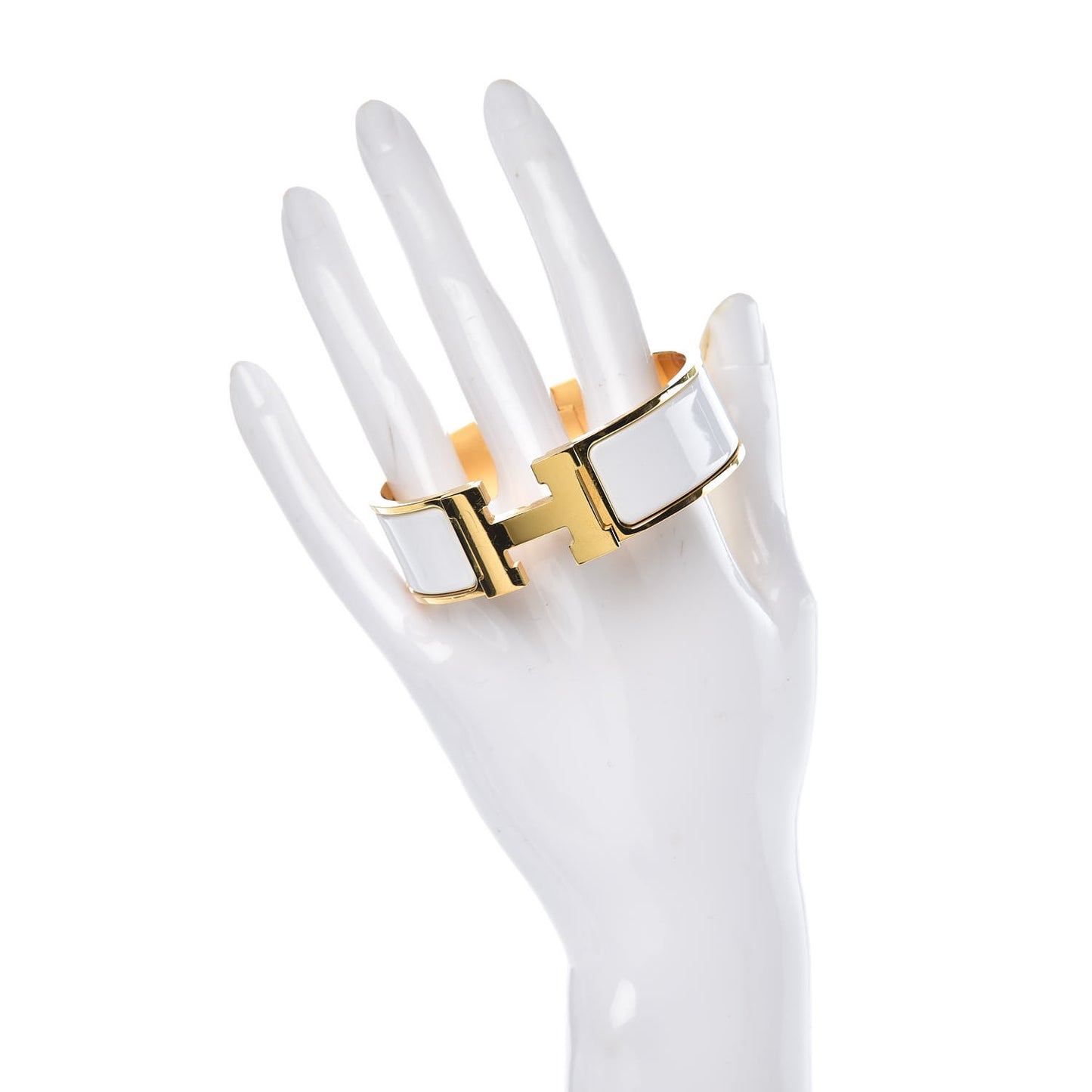 Enamel Wide Clic Clac H Bracelet GM White