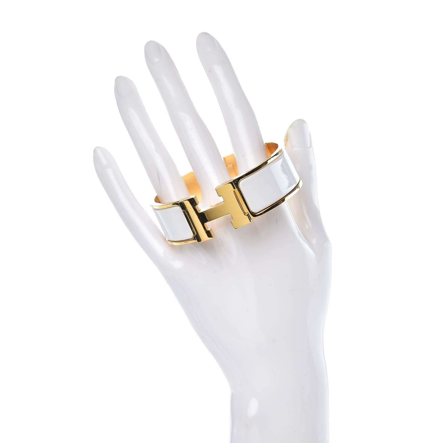 Hermes Enamel Wide Clic Clac H Bracelet GM White 2 of 7