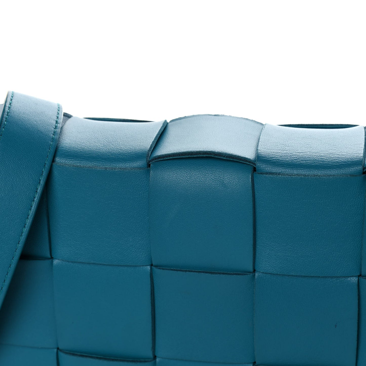 Lambskin Maxi Intrecciato Cassette Crossbody Bag Petrol Blue