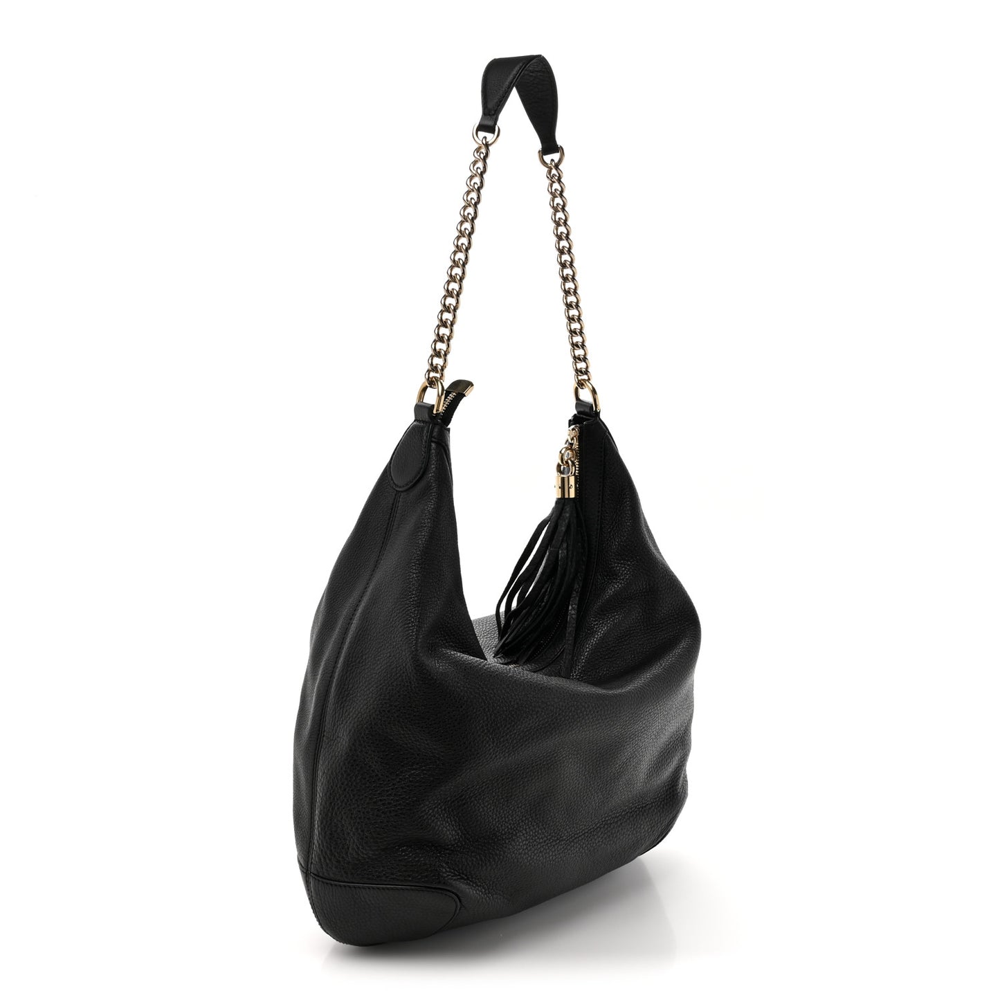 Pebbled Calfskin Medium Soho Chain Hobo Black