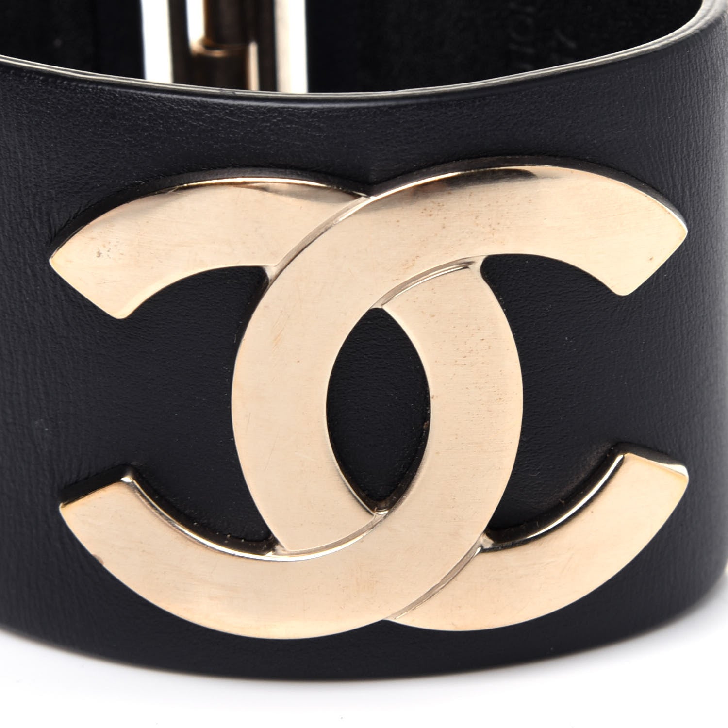 Chanel Calfskin CC Wide Cuff S Black Gold 6 of 6