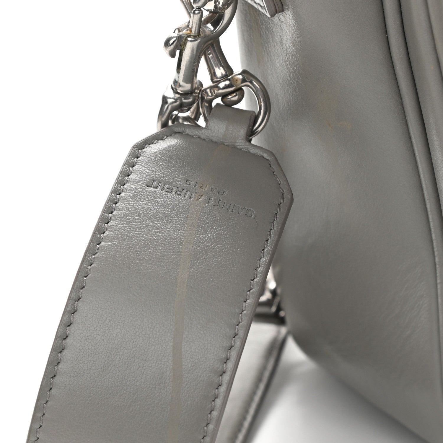 Saint Laurent Calfskin Y Quilted Monogram Loulou Shoulder Bag Pearl Grey 17 of 18