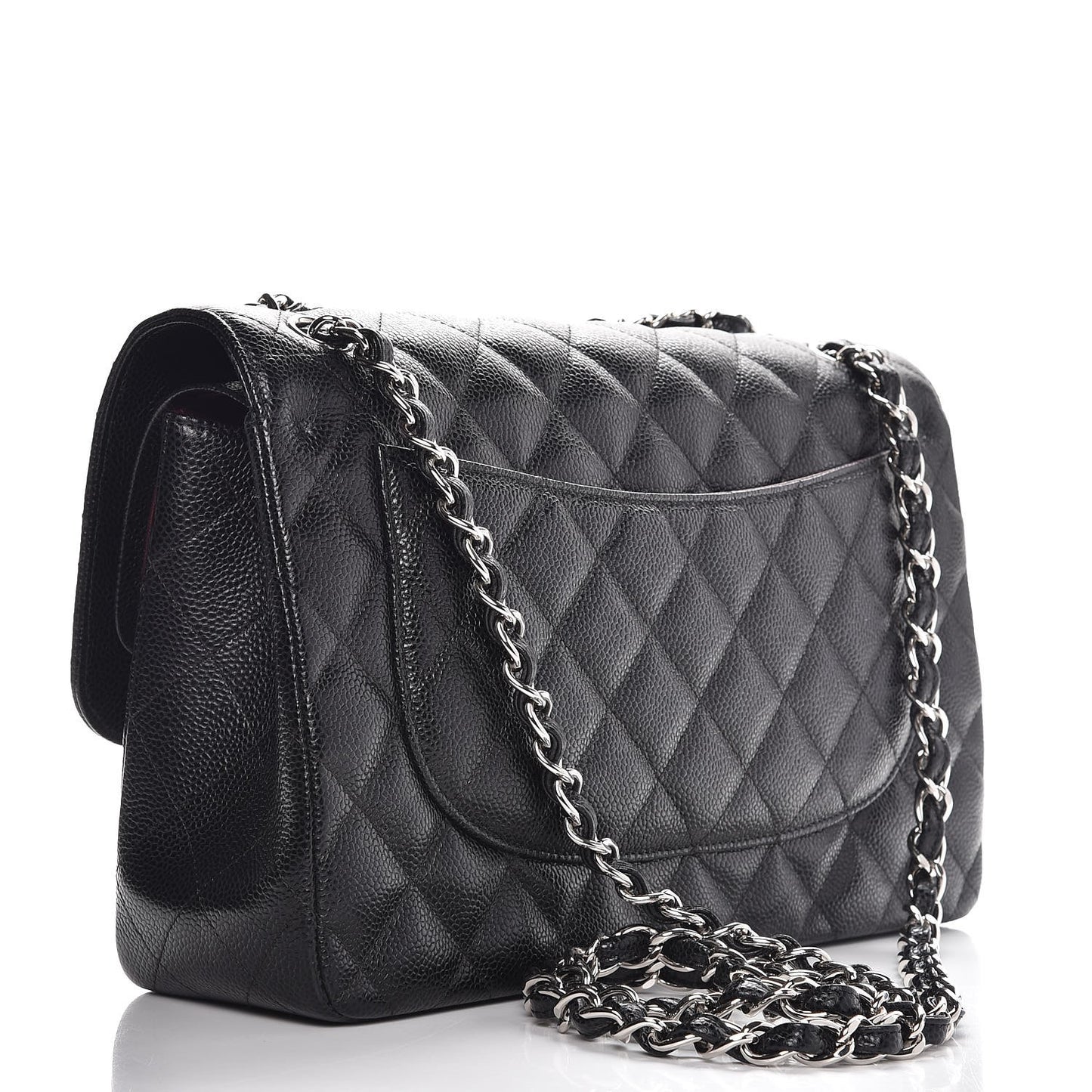 Caviar Quilted Jumbo Double Flap Black