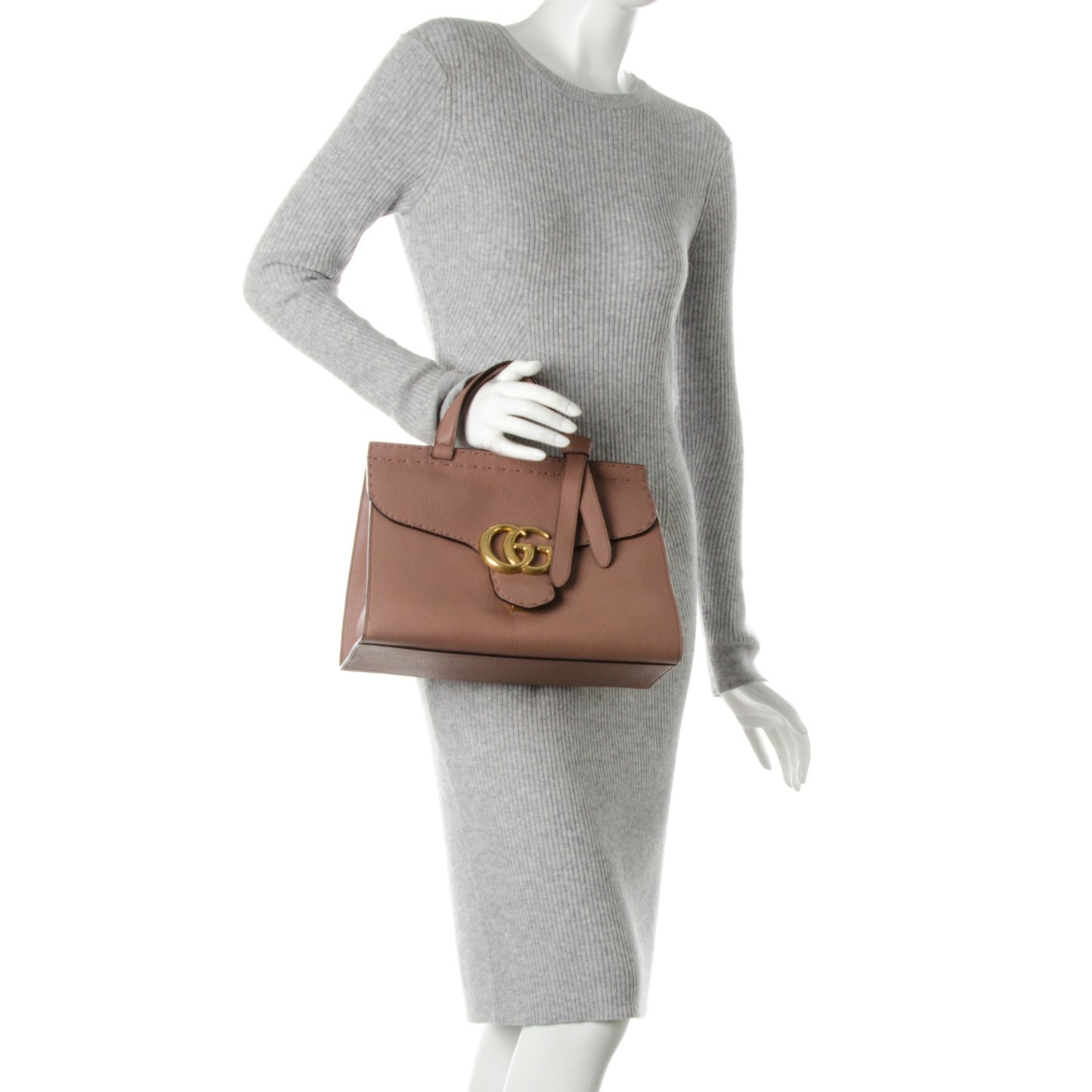 Calfskin Small GG Marmont Top Handle Bag Rosy Phard