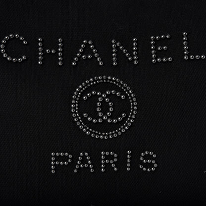 Chanel Canvas Pearl Medium Deauville Tote Black 9 of 9