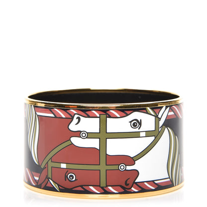 Hermes Enamel Printed Quadrige Extra Wide Bracelet 65 1 of 4