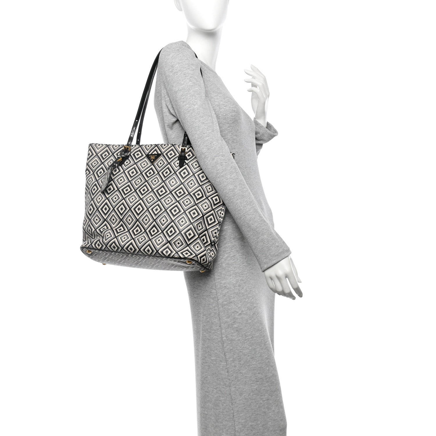 Prada Saffiano Diamond Print Tote Multicolor 2 of 10