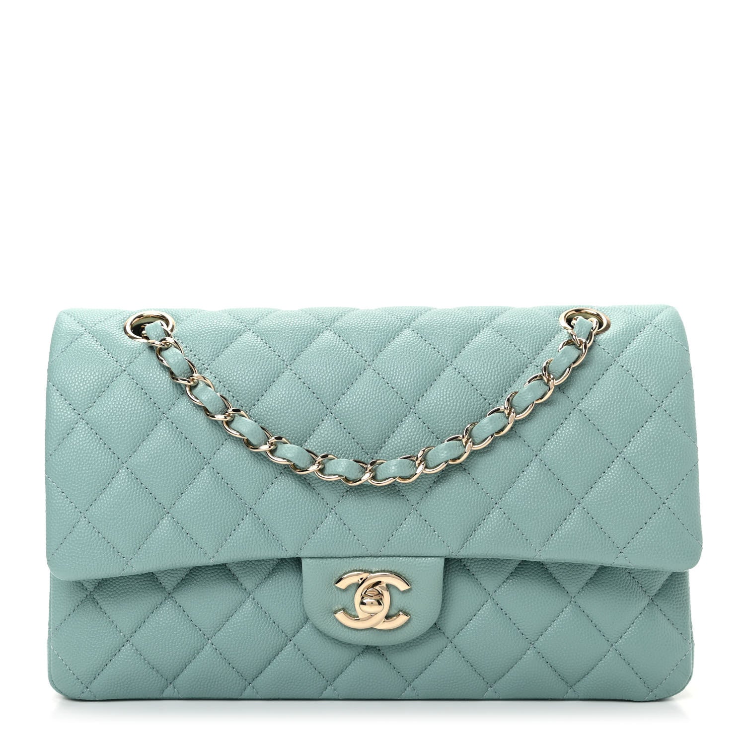 Chanel Caviar Quilted Medium Double Flap Light Blue 1 of 10