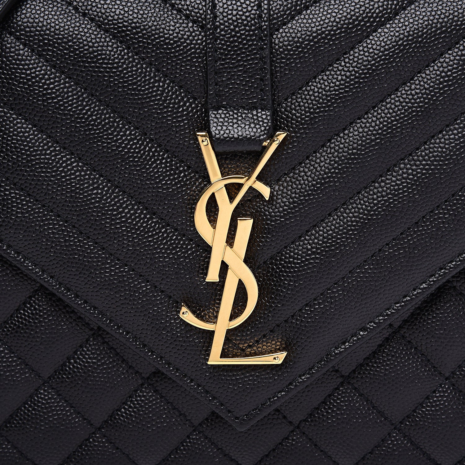 Saint Laurent Grain De Poudre Textured Mixed Matelasse Triquilt Medium Monogram Satchel Black 7 of 10