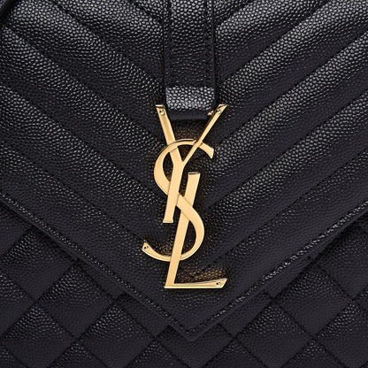 Saint Laurent Grain De Poudre Textured Mixed Matelasse Triquilt Medium Monogram Satchel Black 7 of 10