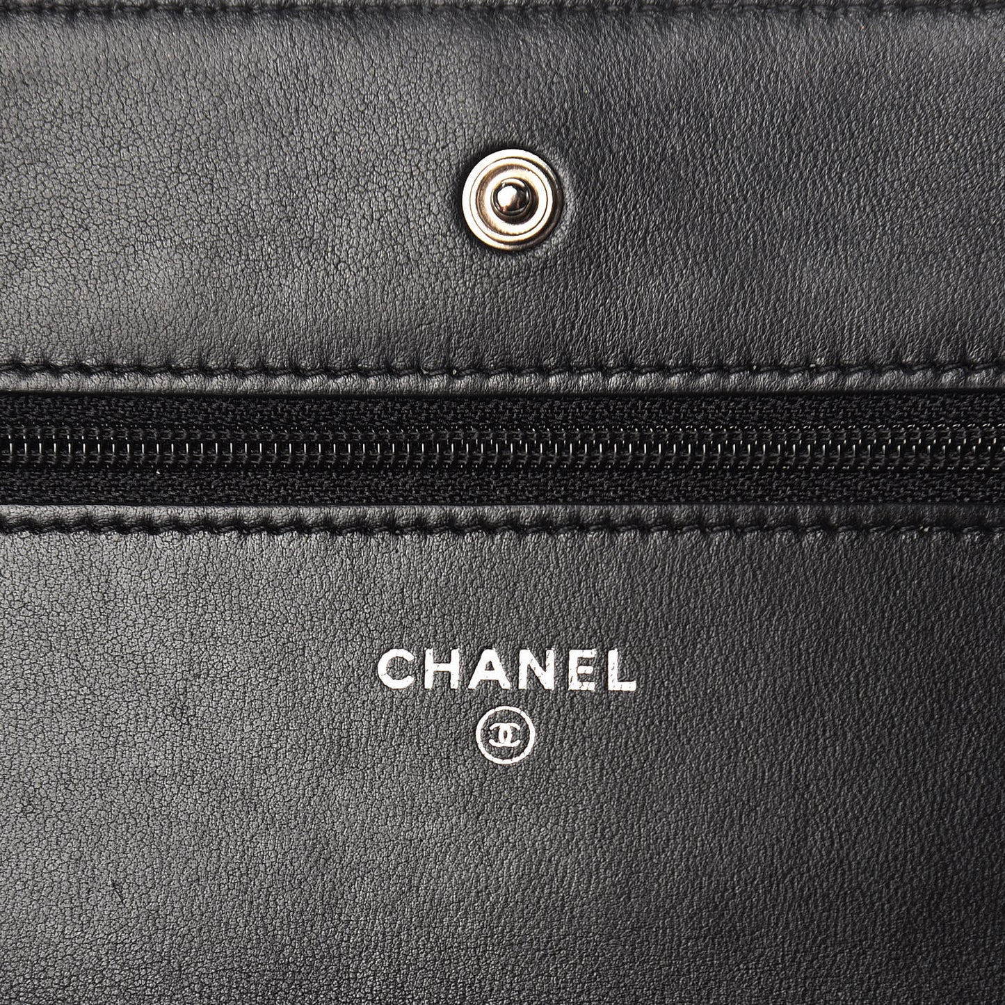 Lambskin Chevron Quilted Wallet On Chain WOC So Black