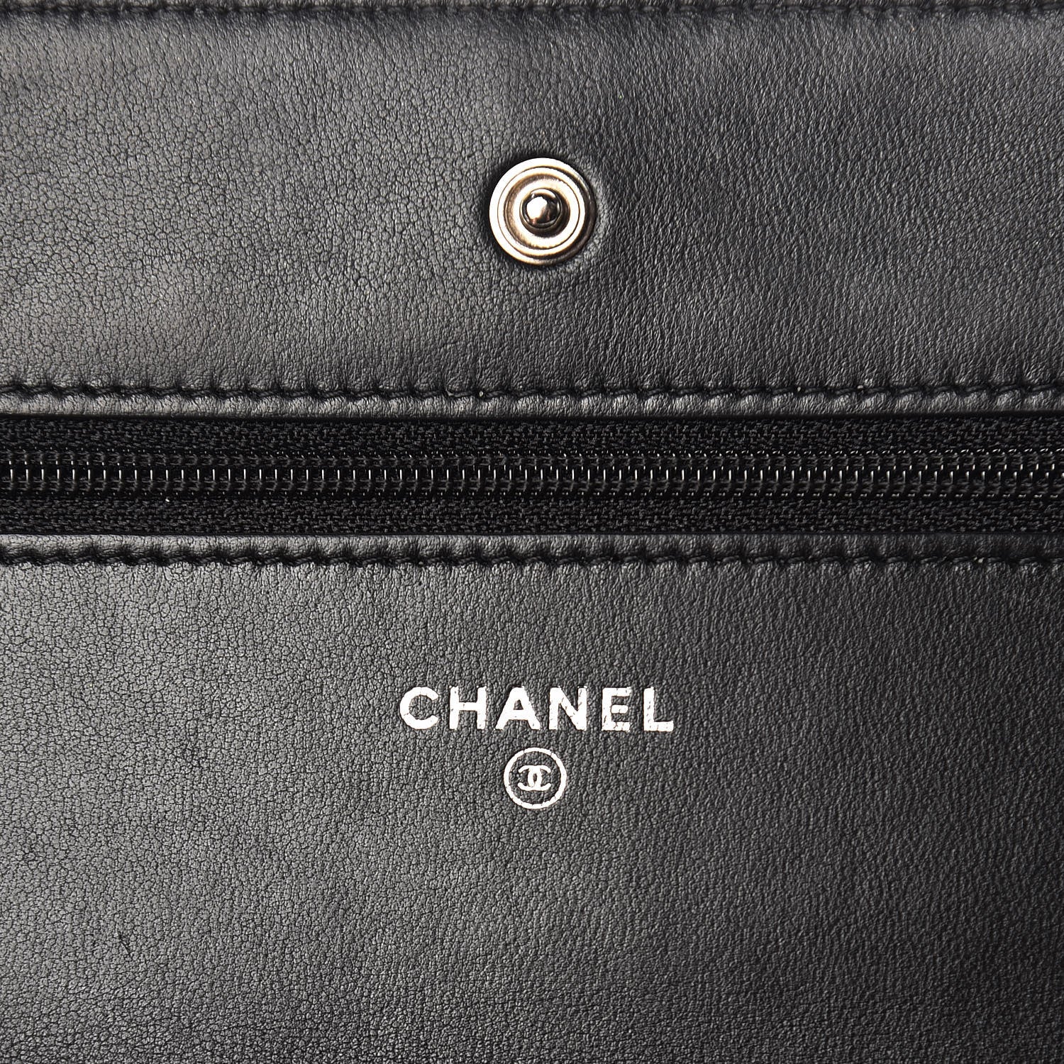Chanel Lambskin Chevron Quilted Wallet On Chain WOC So Black 6 of 11