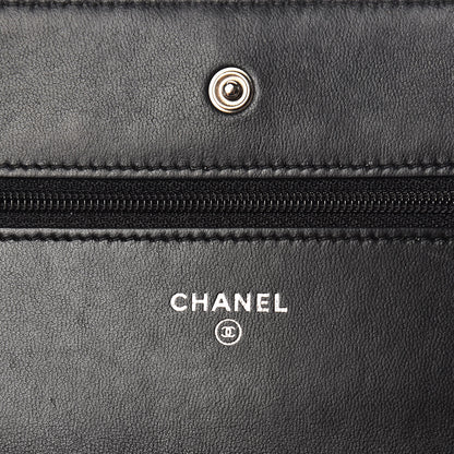 Chanel Lambskin Chevron Quilted Wallet On Chain WOC So Black 6 of 11