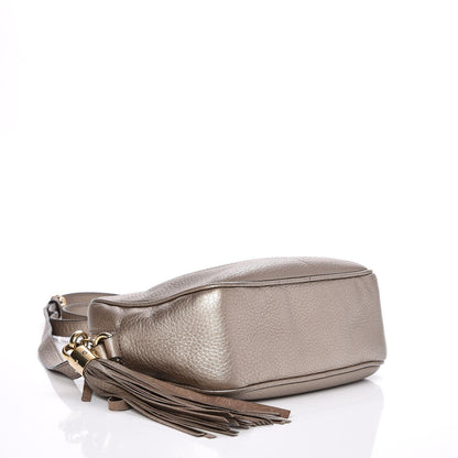 Gucci Metallic Pebbled Calfskin Small Soho Disco Bag Golden Beige 4 of 9