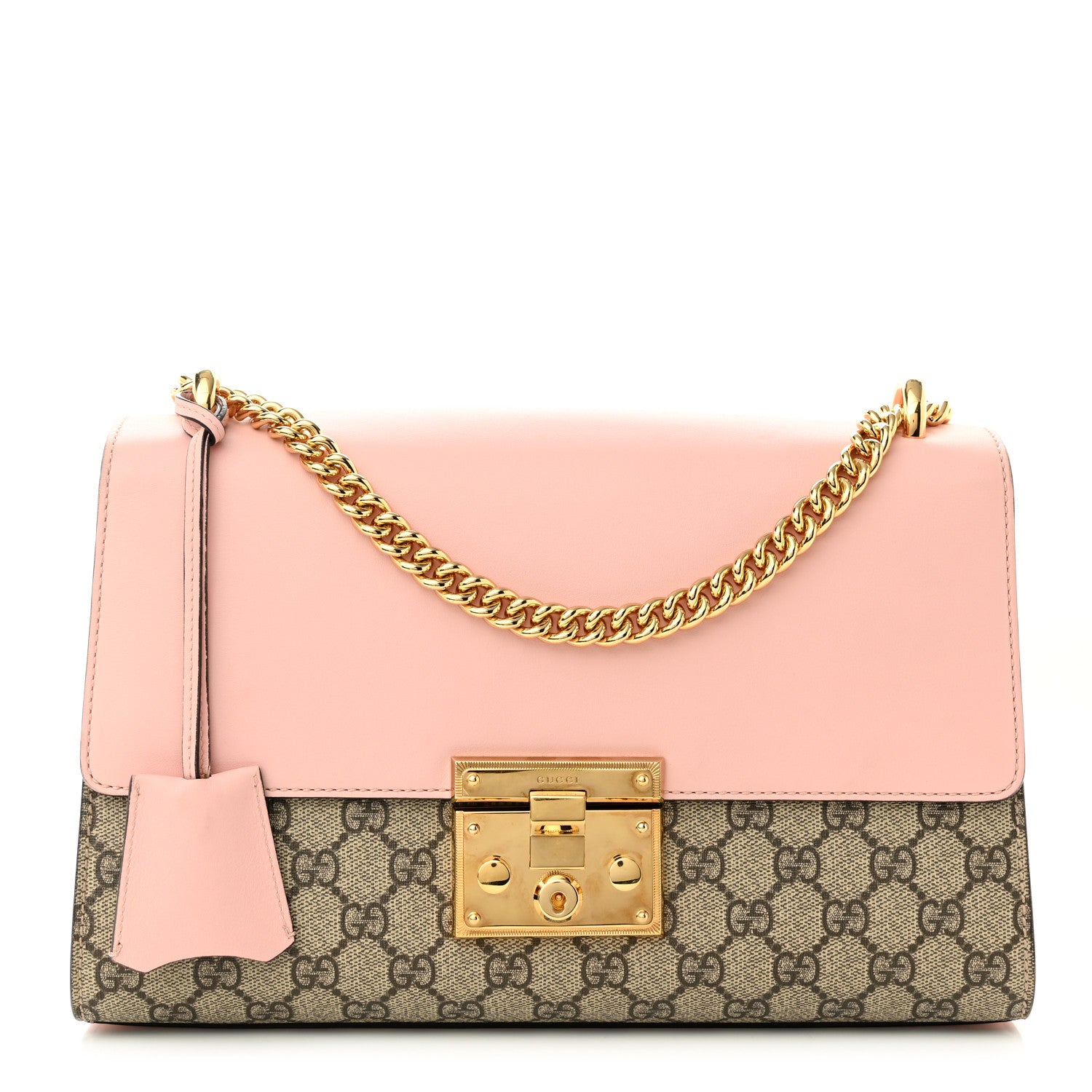 Gucci GG Supreme Monogram Calfskin Medium Padlock Shoulder Bag Beige Perfect Pink 1 of 10