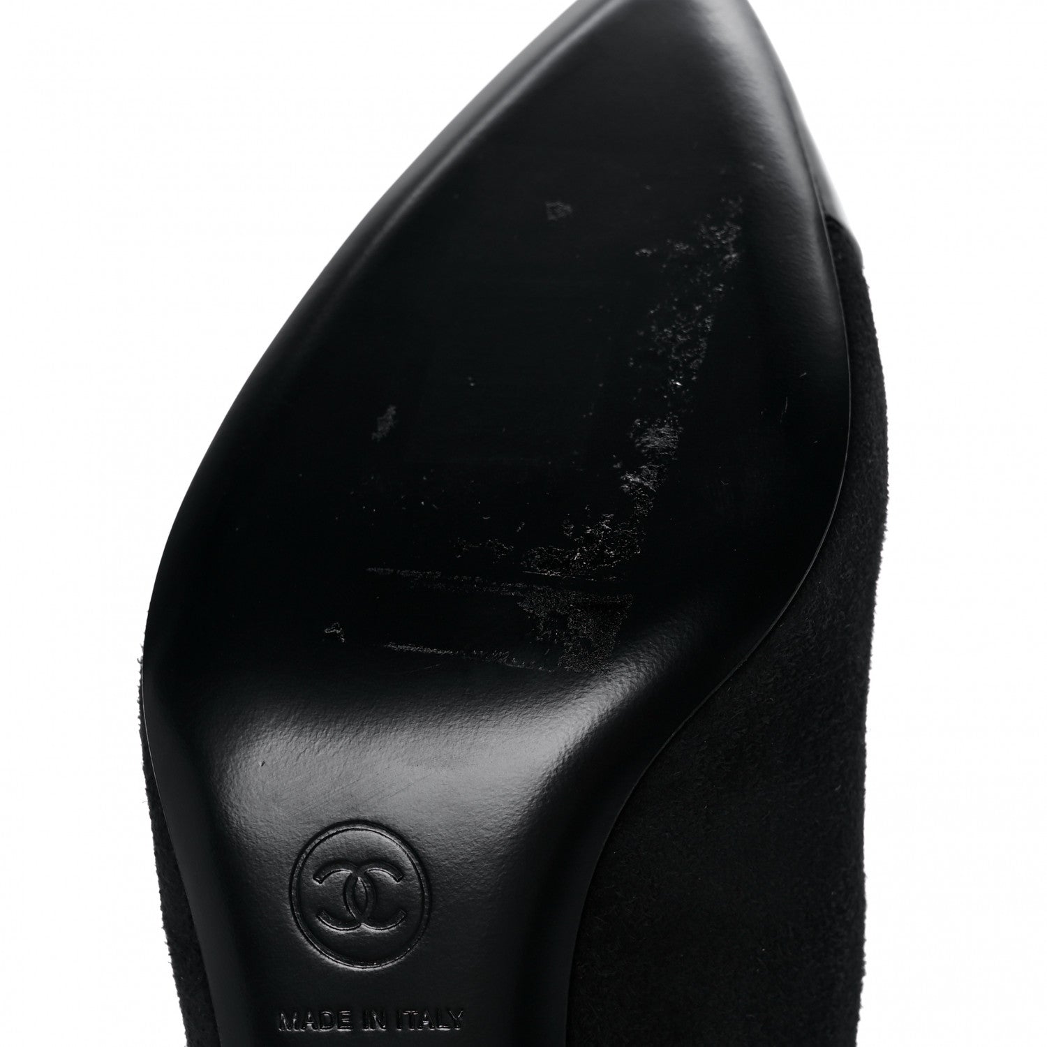 Chanel Suede Patent Calfskin Cap Toe Pearl Mule 35.5 Black 8 of 11
