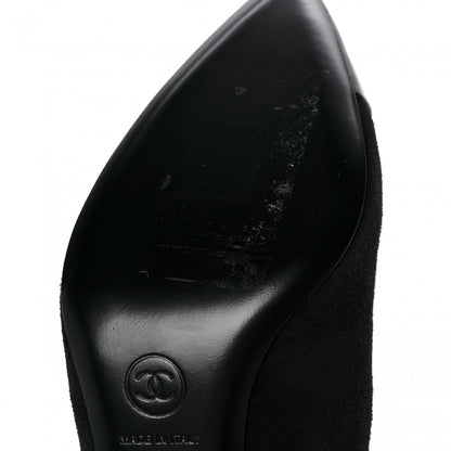 Chanel Suede Patent Calfskin Cap Toe Pearl Mule 35.5 Black 8 of 11