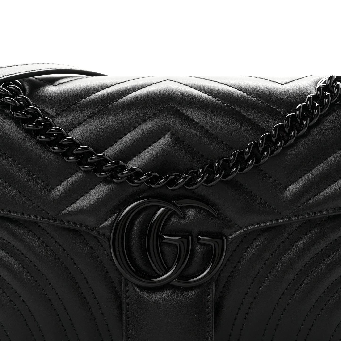 Calfskin Matelasse Monochrome Small GG Marmont Shoulder Bag Black