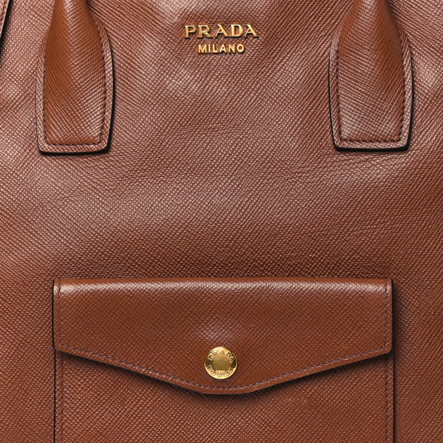 Prada Saffiano Cuir Front Pocket Tote Palissandro 7 of 9