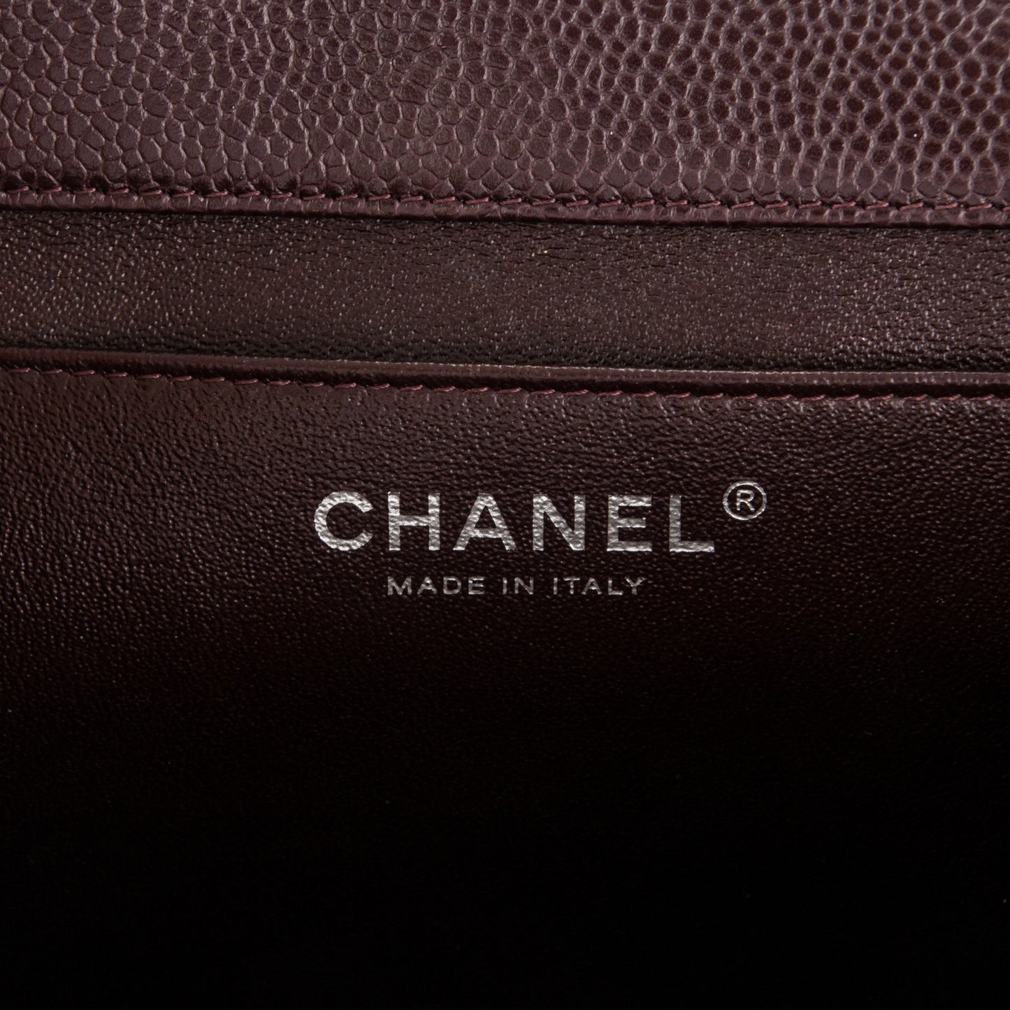 Caviar Quilted Clutch With Chain Flap Burgundy