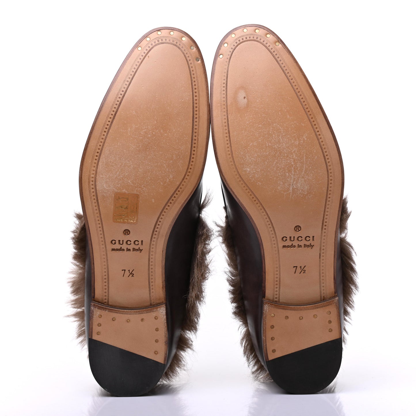 Calfskin Fur Mens Jordaan Loafers 7.5 Dark Brown Natural