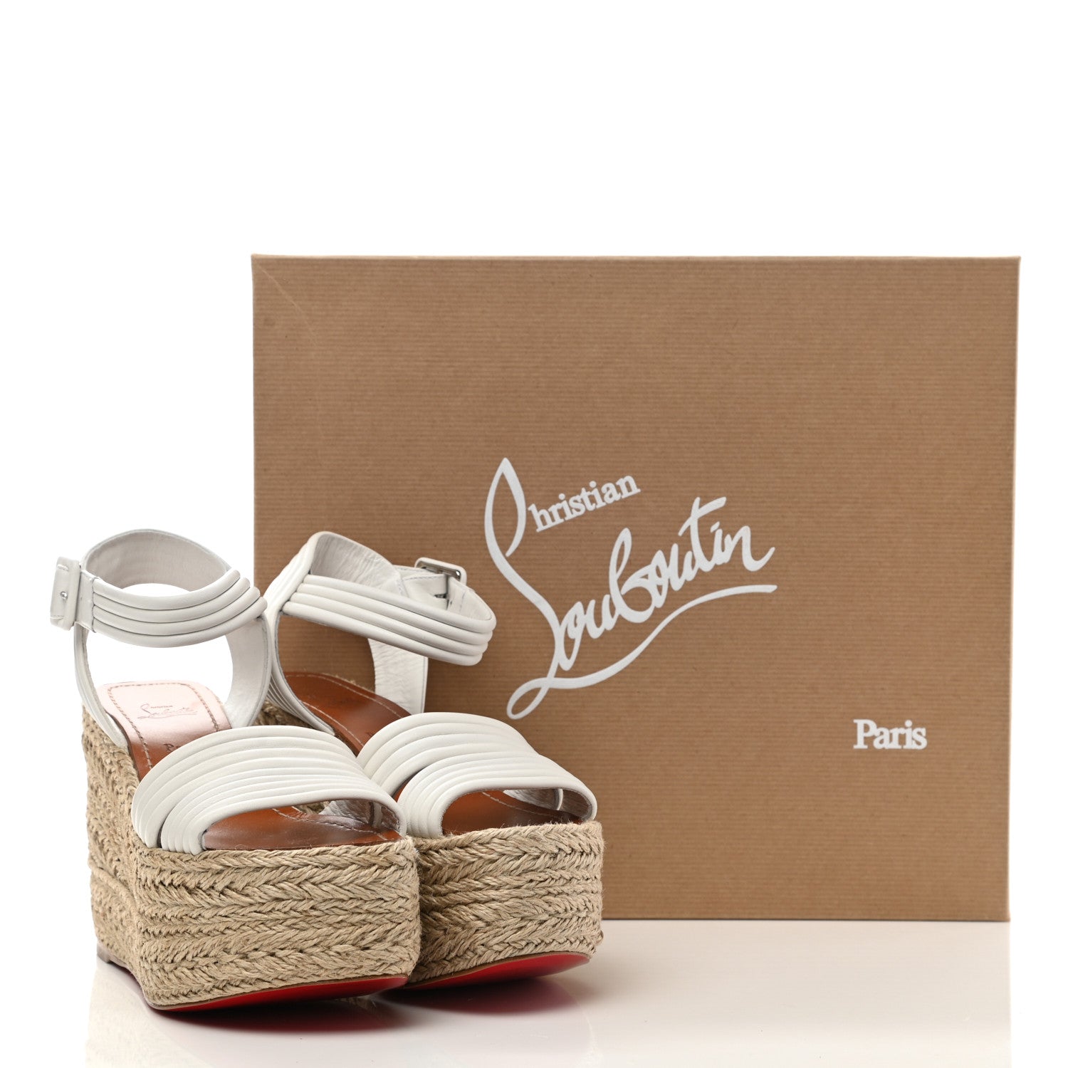Christian Louboutin Calfskin Rope Manola Zeppa 90 Espadrille Wedge Sandals 36 White 8 of 8