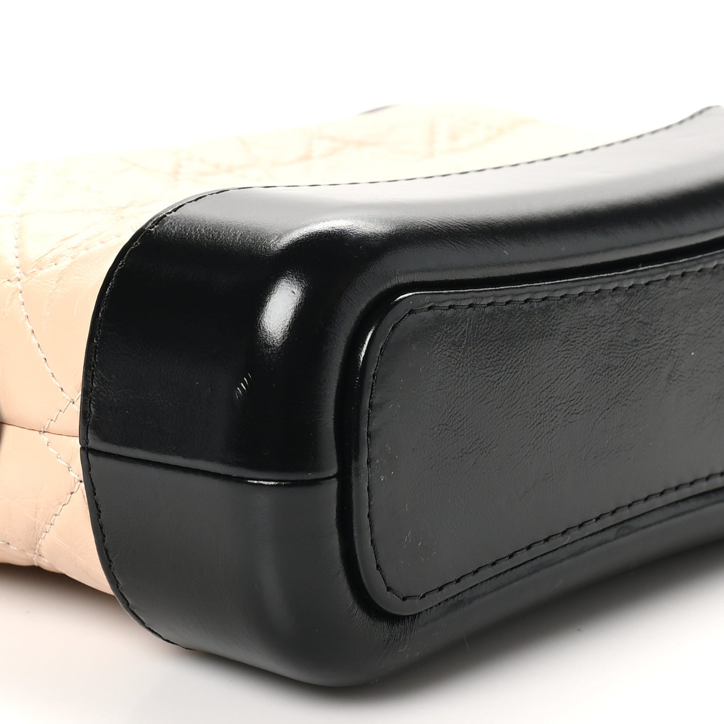 Aged Calfskin Quilted Small Gabrielle Hobo Beige Black