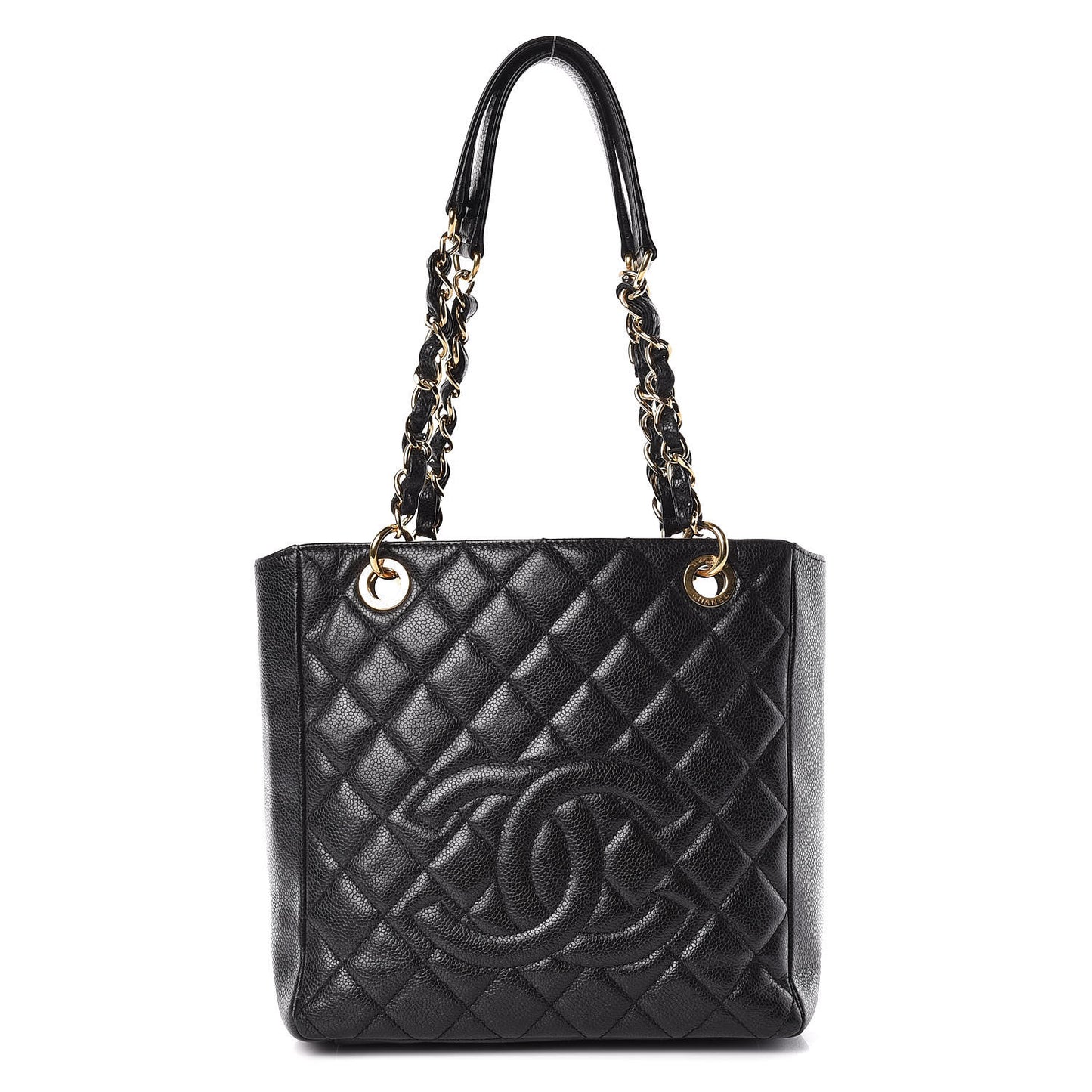 Caviar Quilted Petit Shopping Tote PST Black