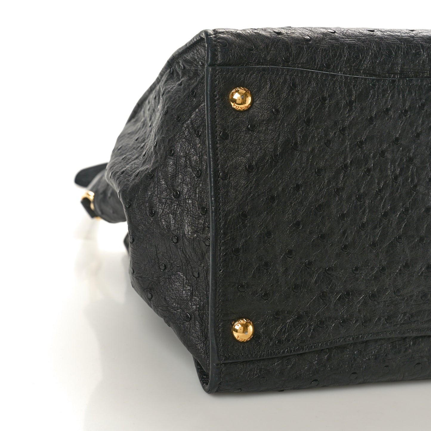 Ostrich Small Double Zip Tote Black