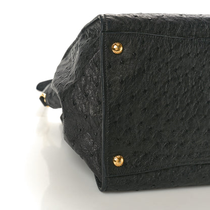 Prada Ostrich Small Double Zip Tote Black 8 of 9