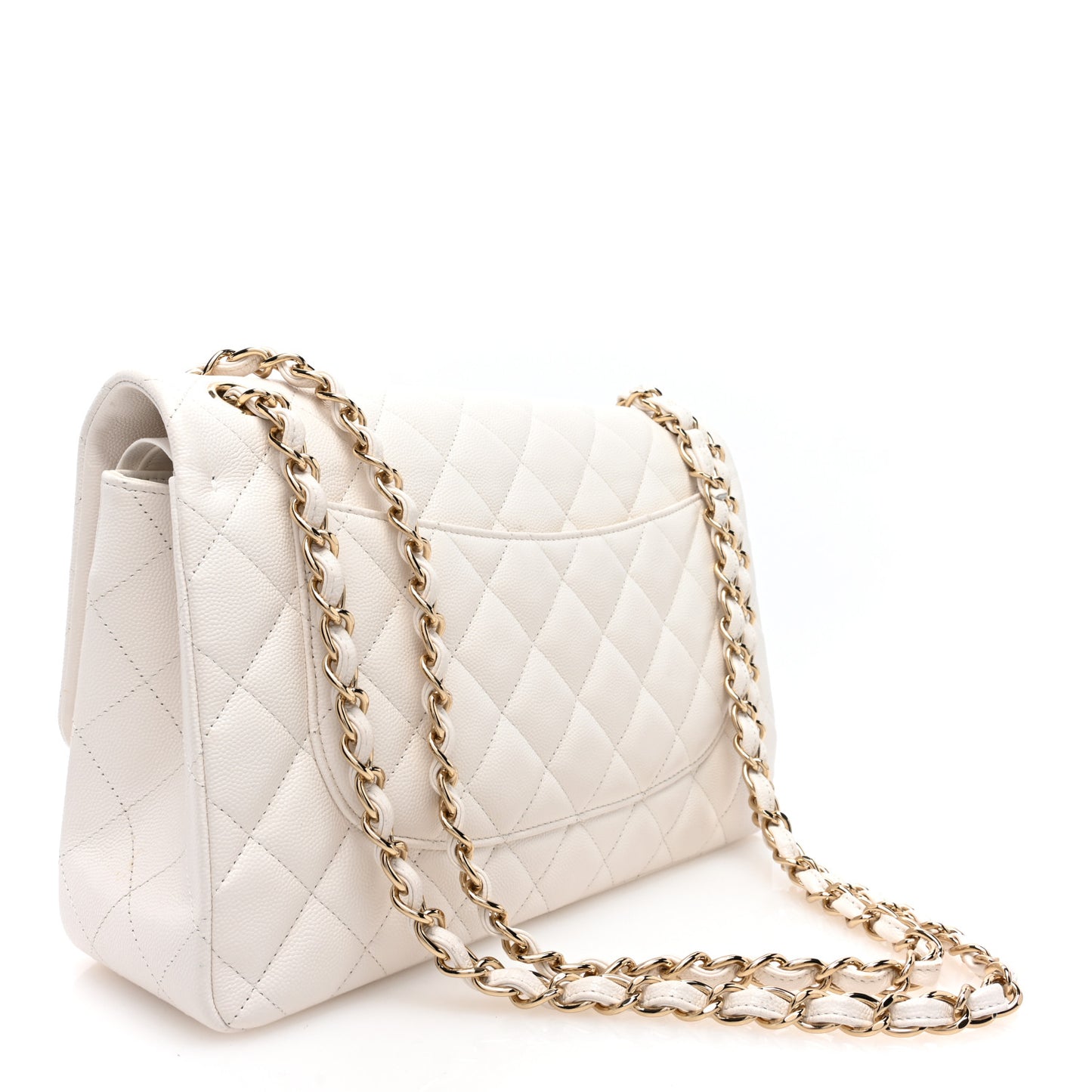 Caviar Quilted Jumbo Double Flap White