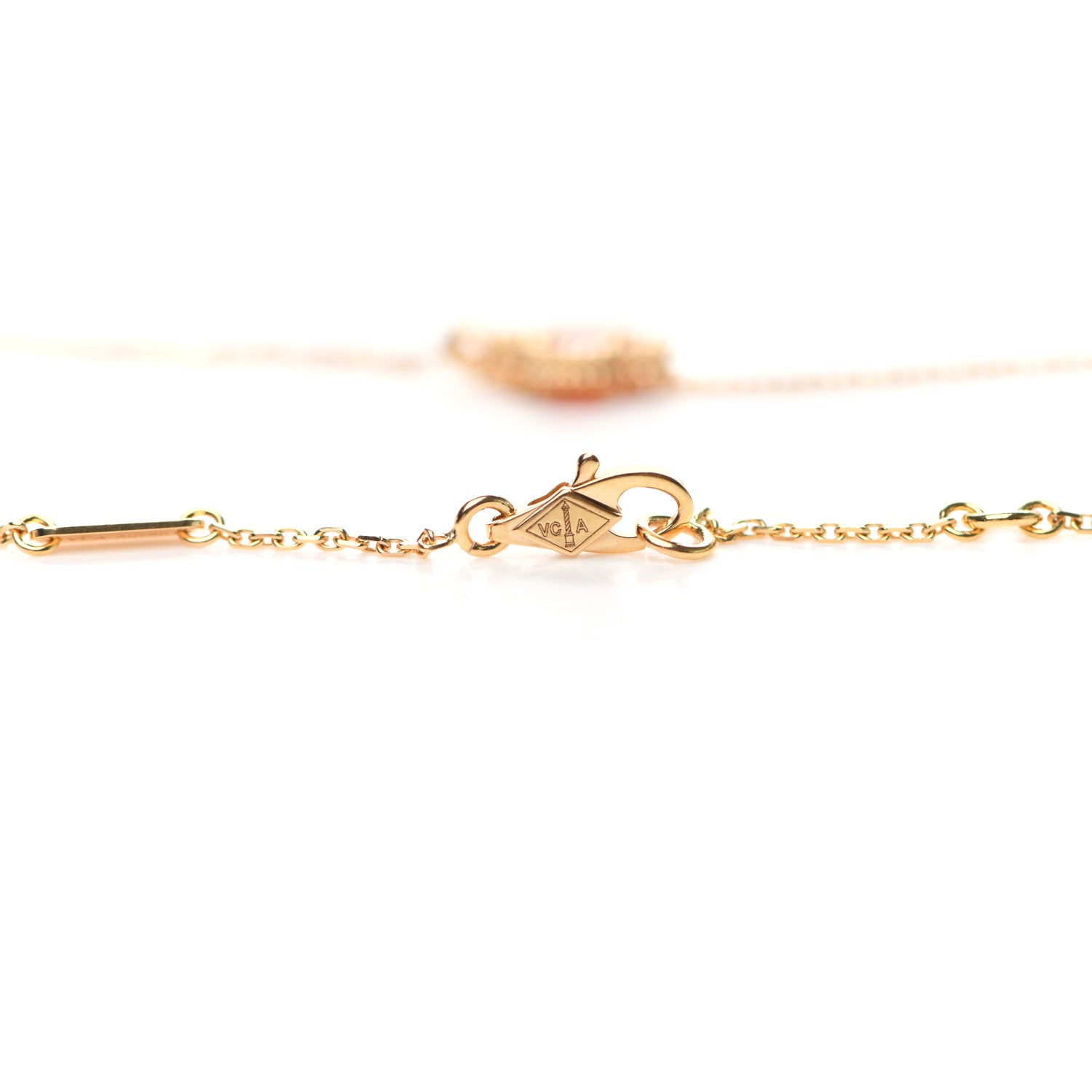 Van Cleef & Arpels 18K Rose Gold Carnelian Sweet Alhambra Pendant Necklace 4 of 7