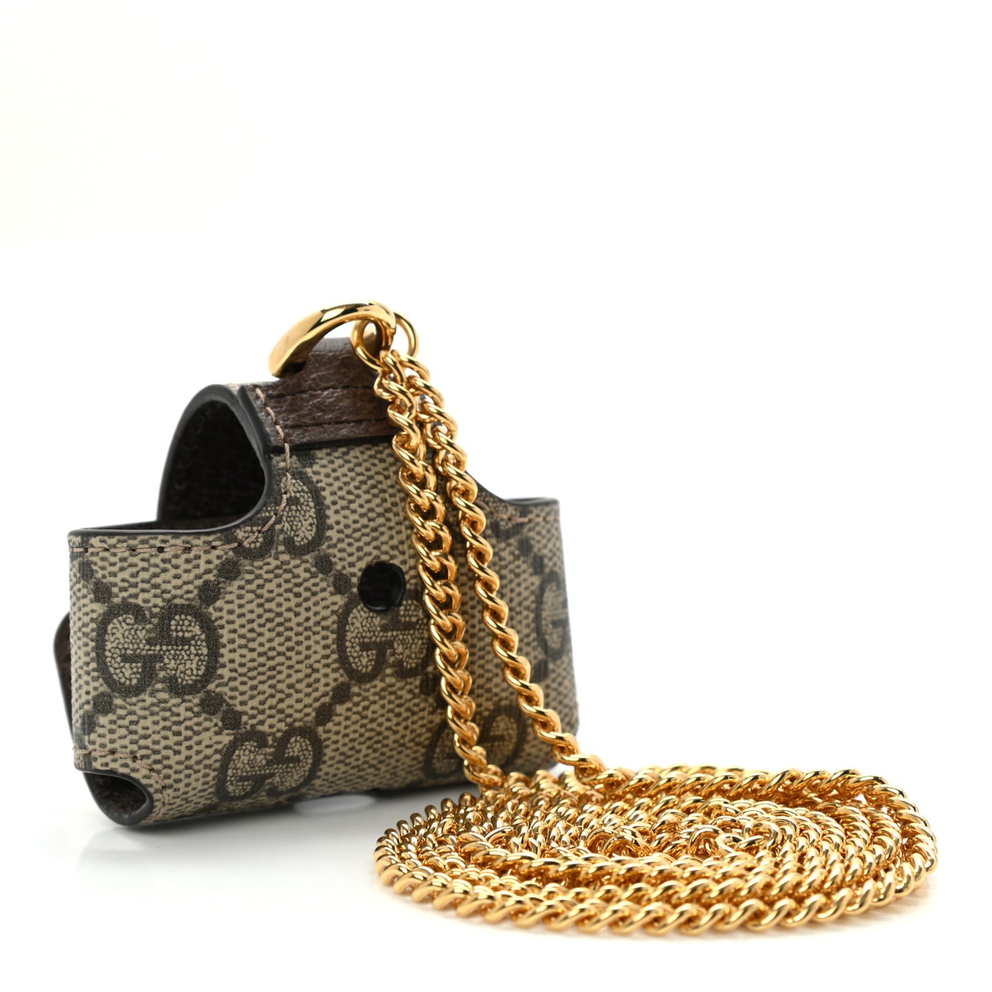 GG Supreme Monogram AirPods Case Necklace Beige Ebony
