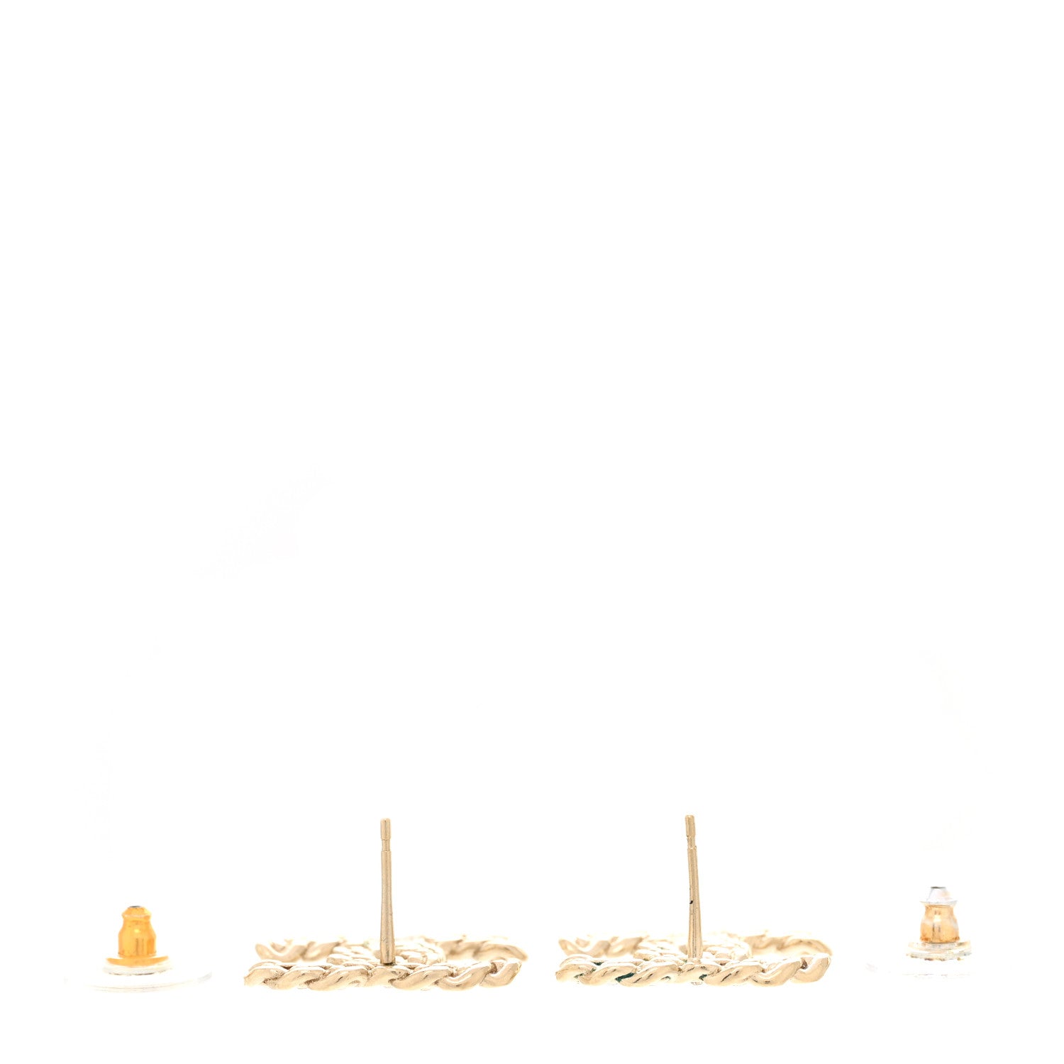 Chanel Crystal Chain Link CC Earrings Gold 3 of 7