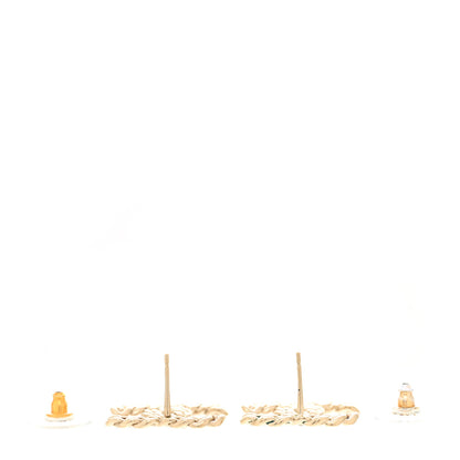 Chanel Crystal Chain Link CC Earrings Gold 3 of 7