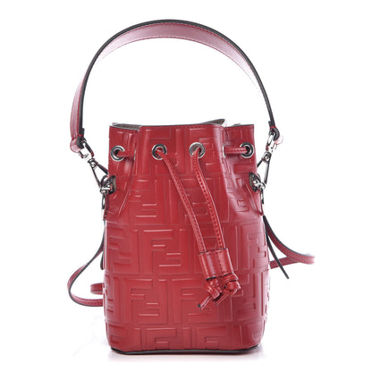 Fendi Vitello Liberty F is Fendi FF 1974 Embossed Mini Mon Tresor Bucket Bag Fragola 1 of 9