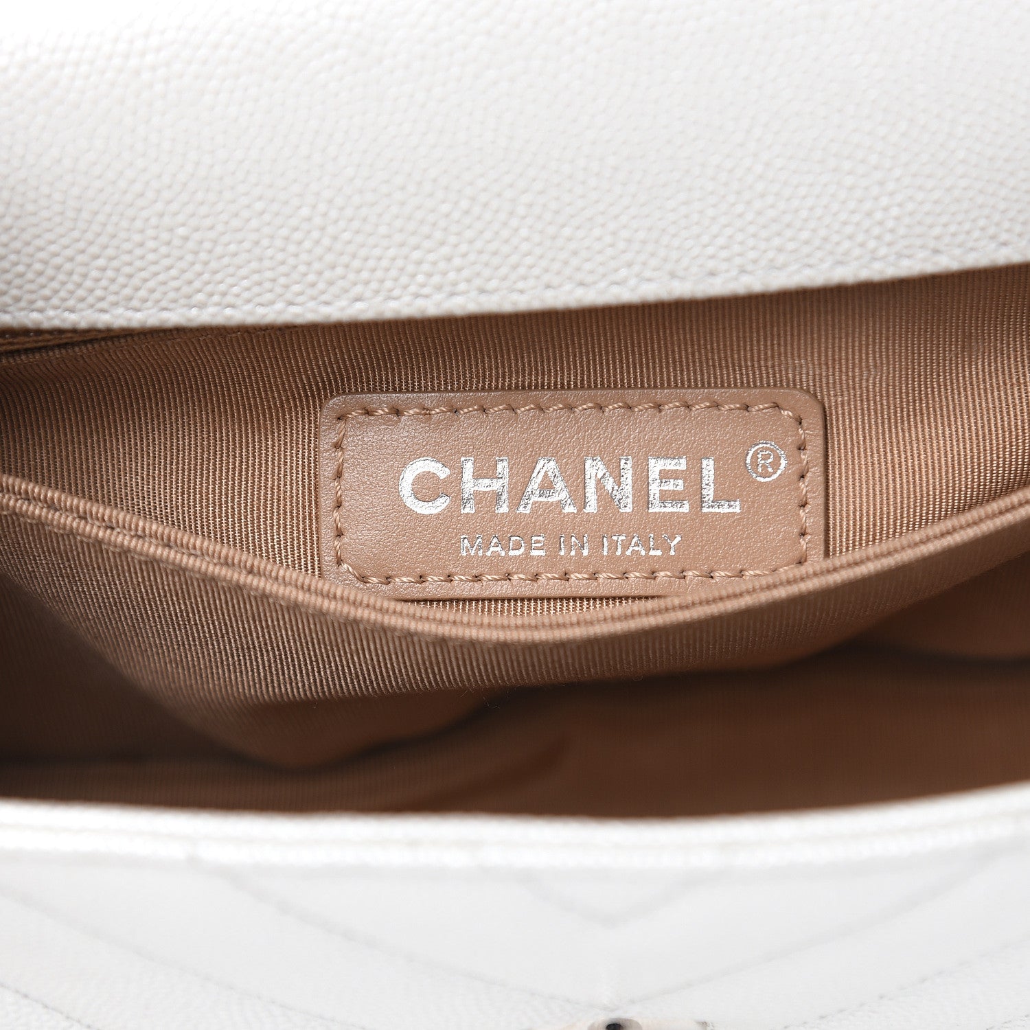 Chanel Iridescent Caviar Chevron Quilted Mini Coco Handle Flap White 6 of 11