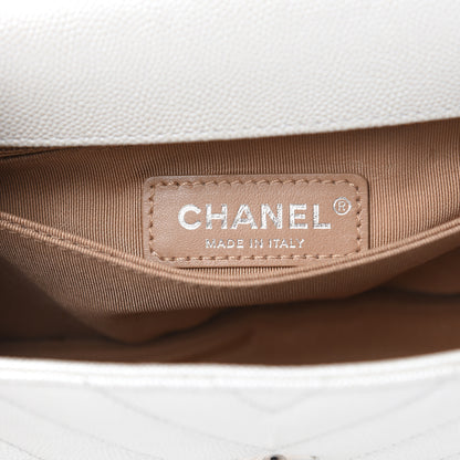 Chanel Iridescent Caviar Chevron Quilted Mini Coco Handle Flap White 6 of 11