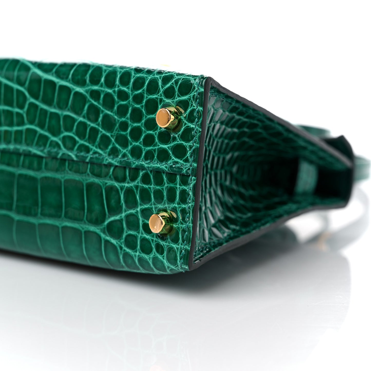 Shiny Alligator Mini Kelly Sellier 20 Vert Emeraude