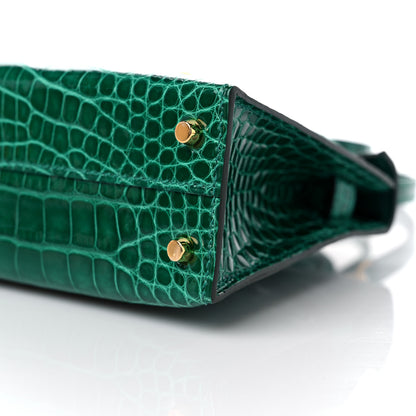Hermes Shiny Alligator Mini Kelly Sellier 20 Vert Emeraude 9 of 11